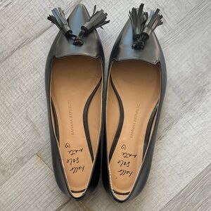 Banana Republic Black Leather Tassel Pointed Flats